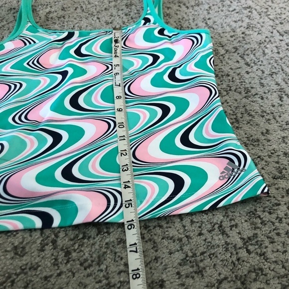 Adidas Active Green & Pink Swirl Print Tankini Top Size Large - Picture 12 of 12